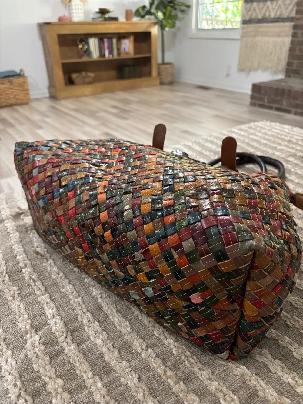 Multi-color Leather Hand-woven Handbag Shoulder Purse Bags Unbranded